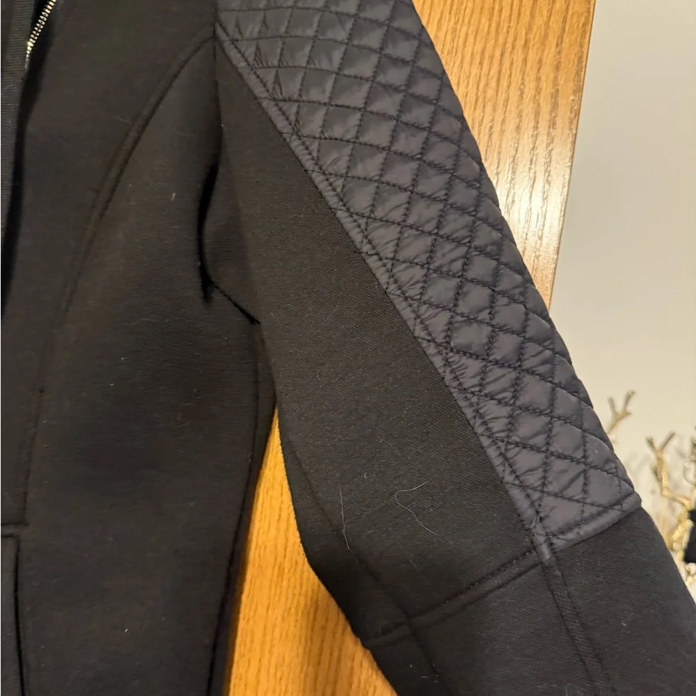 Michael Kors Women's Black Utility Jacket with Quilted Sleeves / 1X